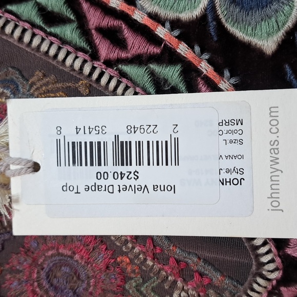 Johnny Was Iona Velvet Drape Top Size Large - Picture 6 of 11